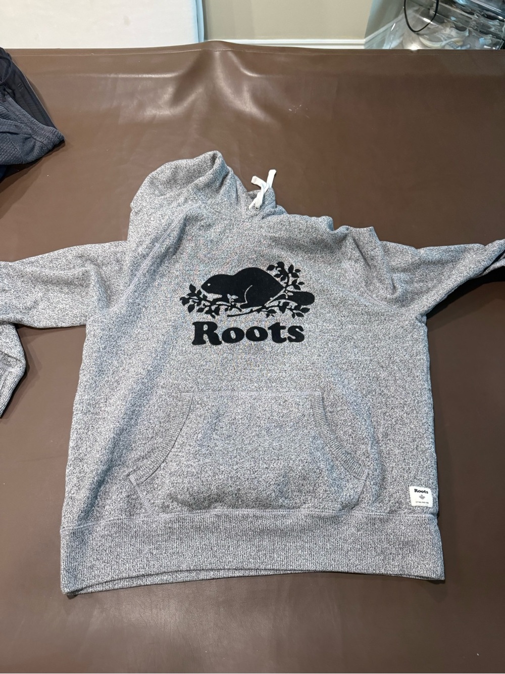 Roots Gray Marled Hoodie with Dark Green Label